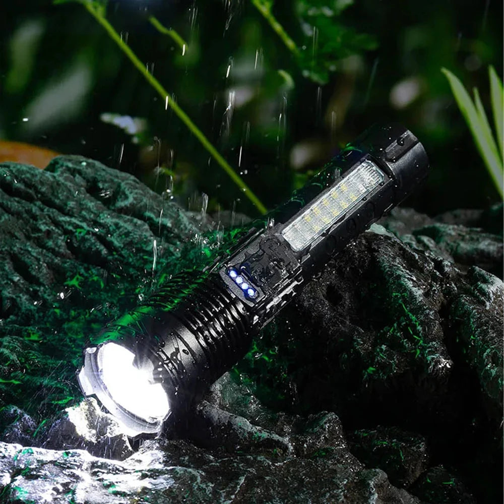 PowerBeam Pro 6X: High Power Led Flashlights Very Strong Tactical Torch 6 Modes Rechargeable Camping Fishing Emergency Zoom Lantern