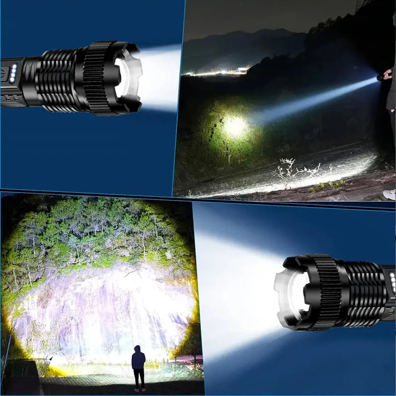 PowerBeam Pro 6X: High Power Led Flashlights Very Strong Tactical Torch 6 Modes Rechargeable Camping Fishing Emergency Zoom Lantern