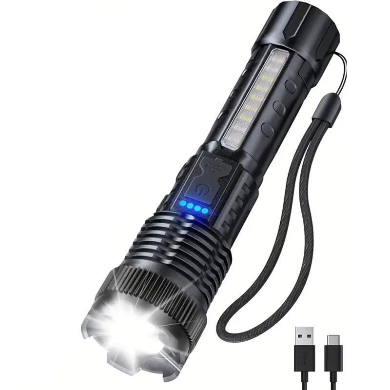 PowerBeam Pro 6X: High Power Led Flashlights Very Strong Tactical Torch 6 Modes Rechargeable Camping Fishing Emergency Zoom Lantern